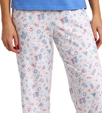 تحميل الصورة إلى عارض المعرض، Ladies Coastal Beach 100% Cotton Jersey Cropped Leg Pyjamas
