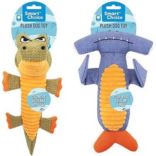 Load image into Gallery viewer, 12 Pack Squeaky Tough Plush Shark &amp; Crocodile Dog Toy 40cm Assorted
