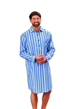 Load image into Gallery viewer, Mens Long Sleeve Polycotton Stripe Westminster Nightshirt
