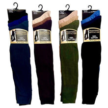 Load image into Gallery viewer, 12 Pairs Mens Traditional Long Hose 100% Cotton Socks
