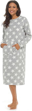 Afbeelding in Gallery-weergave laden, 6 Pack Ladies Polar Fleece Star Print Long Length Nightdress
