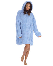 Lade das Bild in den Galerie-Viewer, Ladies Supersoft Blue Cable Sherpa Fleece Oversize Hoodie
