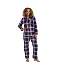تحميل الصورة إلى عارض المعرض، Ladies Long Sleeve Checked Cosy Brushed 100% Cotton Wincyette Pyjamas

