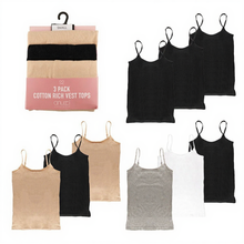 Load image into Gallery viewer, Annuci Ladies 3pk Cotton Rich Vest Tops
