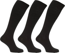 تحميل الصورة إلى عارض المعرض، 3 Pairs Men&#39;s Long Hose Lambswool Blend Socks Black
