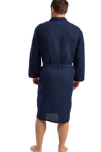 Lade das Bild in den Galerie-Viewer, Men's Navy 100% Light Cotton Helmsley Classic Waffle Robe
