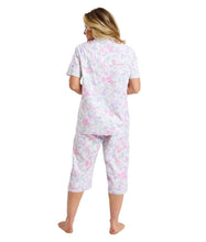 تحميل الصورة إلى عارض المعرض، Ladies 100% Woven Cotton Summer Meadow Button Through Crop Leg Pyjamas
