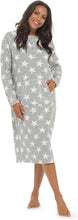 Afbeelding in Gallery-weergave laden, 6 Pack Ladies Polar Fleece Star Print Long Length Nightdress
