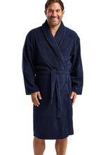 Lade das Bild in den Galerie-Viewer, Men's 100% Cotton Navy Aberford Soft Towelling Shawl Collar Gown
