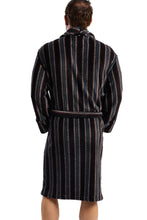 Carica l'immagine nel visualizzatore di Gallery, Men's Soft Feel Striped Farsley Cosy &amp; Warm Fleece Shawl Collar Robe
