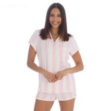 Lade das Bild in den Galerie-Viewer, Ladies Pink Candy Stripe Short Pyjama Set
