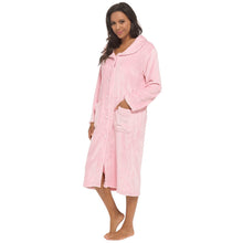 Lade das Bild in den Galerie-Viewer, 6 Pack Ladies Soft Touch Flannel Cut Fleece Button Gown with Shawl Collar Pink
