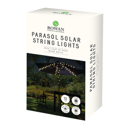 Solar Parasol String Lights Warm White 72 LED lights