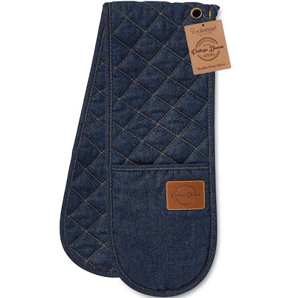 Oxford Denim Double Oven Gloves