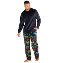 Afbeelding in Gallery-weergave laden, Men&#39;s Plain Top &amp; Printed Navy Controller Pant Lounge Pyjama Set
