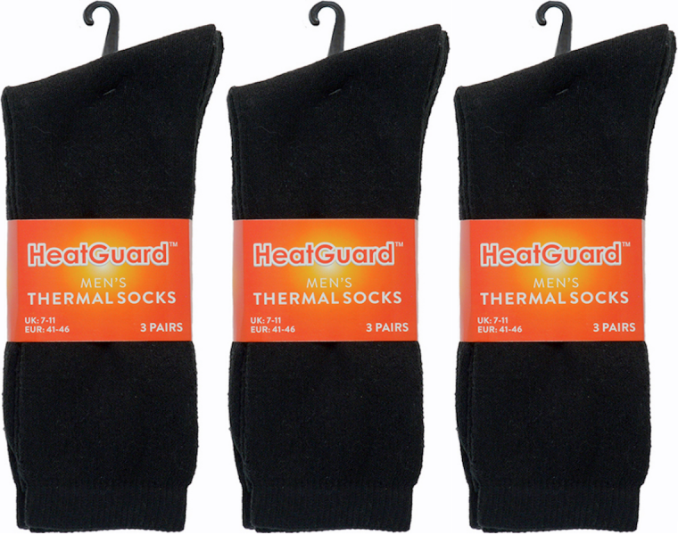 6 Pairs Men's Value Thermal  Black Socks by HeatGuard