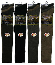 تحميل الصورة إلى عارض المعرض، 3 Pairs Men&#39;s Long Hose Lambswool Blend Socks Black
