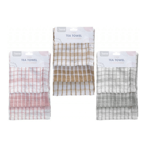 Check Terry Tea Towels 3 Pack Assorted