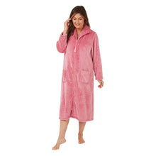 تحميل الصورة إلى عارض المعرض، Ladies Diamond Motif Embossed Cosy Fleece Zip Gown
