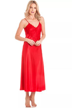 Lade das Bild in den Galerie-Viewer, English Made Satin Long Nightdress with Deep Lace Detail
