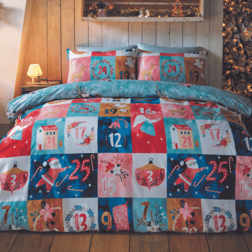 Advent Calendar Reversible Christmas Duvet Bedding Set Single