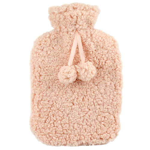 Teddy Faux Fur Hot Water Bottle Pink 2L