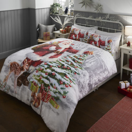 Illustrated Father Christmas Duvet Cover Bedding Set