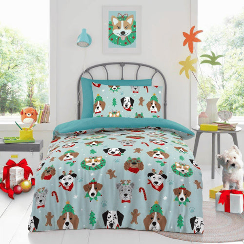 Ultra Soft  Xmas Dog Duvet Cover Set Single