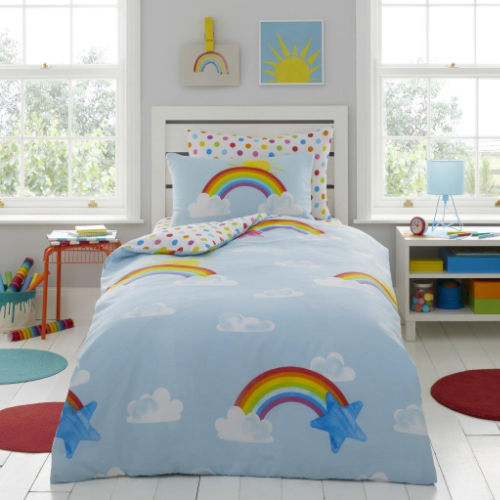 Young Uns Sunny Rainbow Childrens Duvet Cover Bedding Set Single