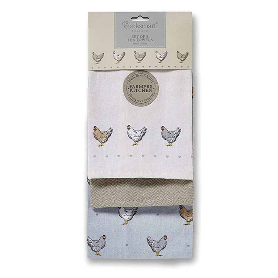 Farmers Kitchen 100% Cotton Tea Towels 3 Pack