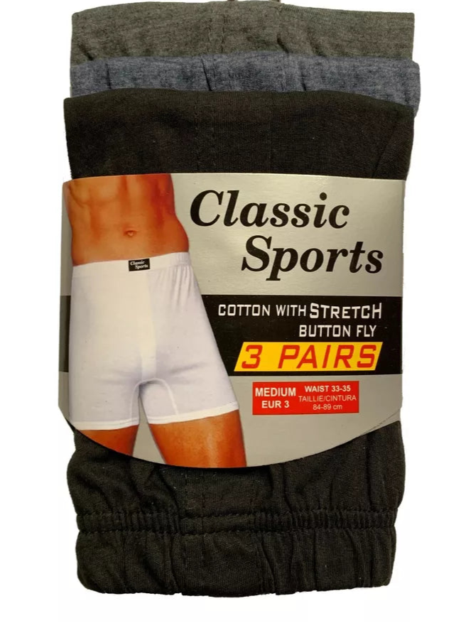 Men's 3 Pair Pack Plain Boxer Shorts Assorted