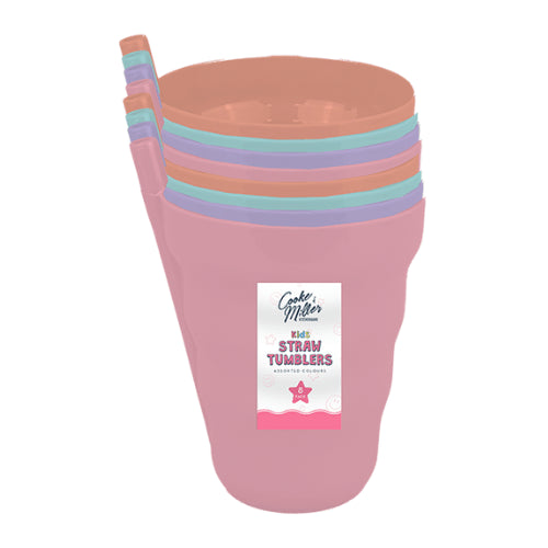 Girls Straw Tumblers 8 Pack Assorted