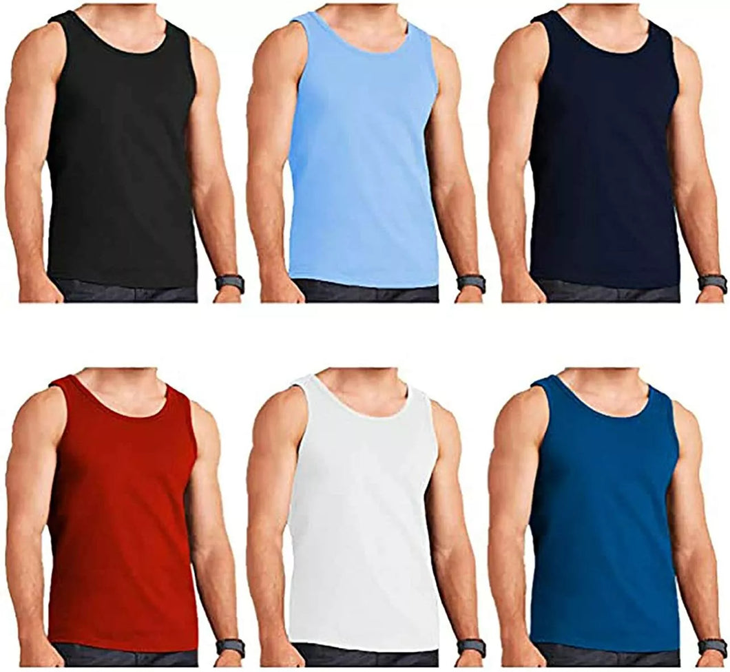 Men's Assorted Soft Polycotton Regular Fit Tank Tops 3 Pack