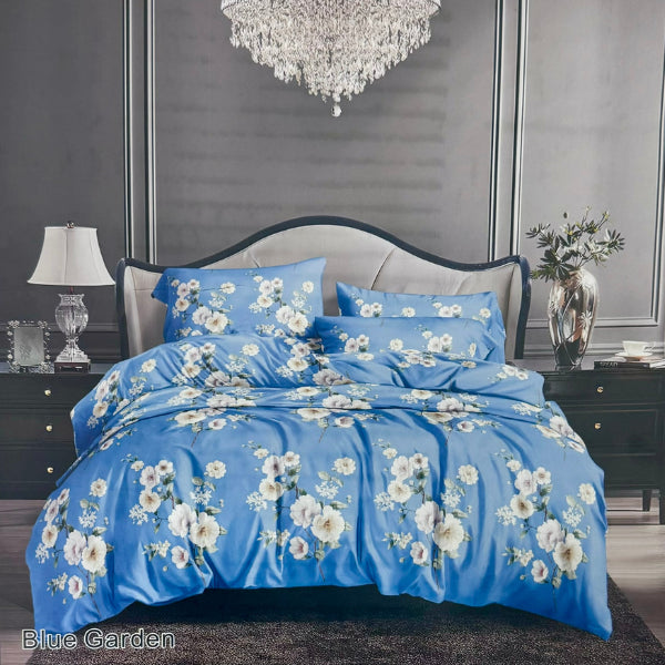 Blue Garden Contemporary Duvet Cover Bedding Set