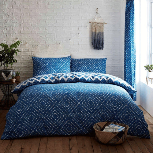 Indigo Diamonds Duvet Cover Bedding Set Blue