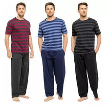 Afbeelding in Gallery-weergave laden, Men&#39;s Jersey Striped Long Sleeve Top Pyjama Set
