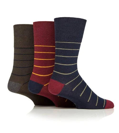 6 Pairs Men's Gentle Grip Cotton Socks Simplicity Stripes