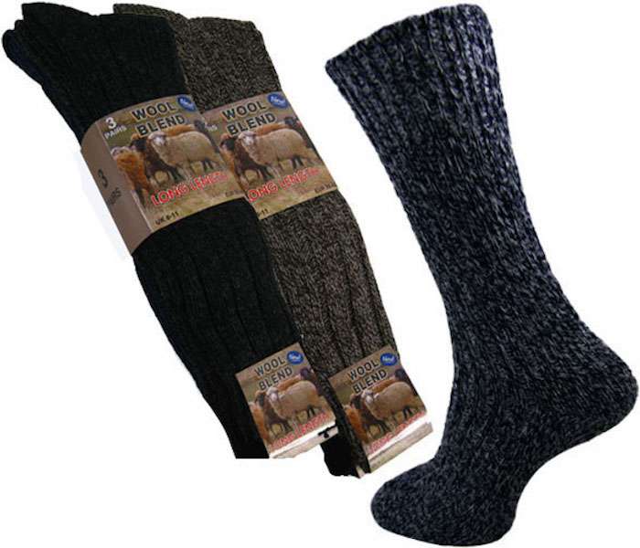 6 Pairs Men's Heavy Duty Chunky 30% Wool Blend Long Hose All-Terrain Boot Socks 6-11