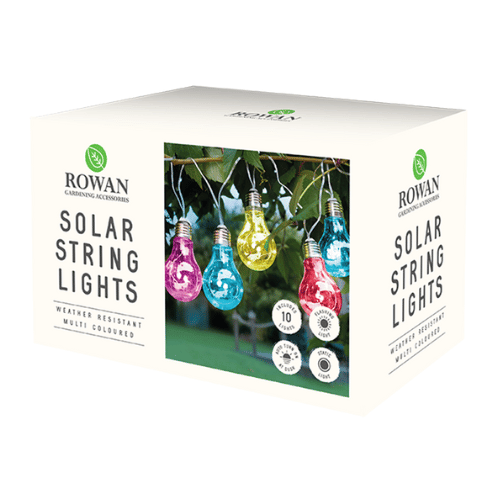 10 Solar Light Bulb String Lights Multicoloured