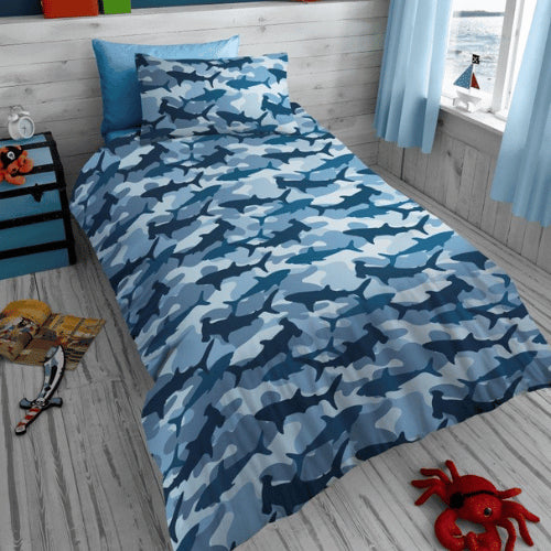 Shark Camo Duvet Cover Bedding Set Single