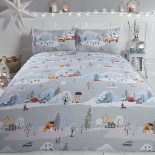 Winter Town Christmas Duvet Cover Bedding Set Multi