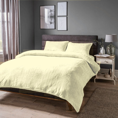 Cosy & Soft Teddy Duvet Cover Bedding Set Blush Natural