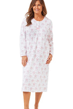 Carica l&#39;immagine nel visualizzatore di Gallery, Ladies 100% Cotton Champagne Floral 45&quot; Long Sleeve Nightdress
