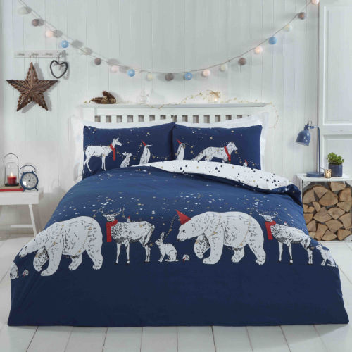 Polar Bear And Friends Christmas Duvet Cover Bedding Set Multi