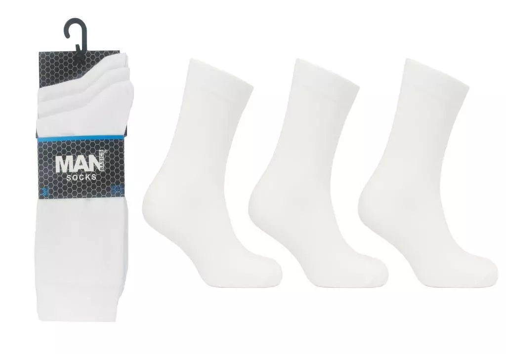 Men's White Cotton Rich Socks 6 Pairs by MAN