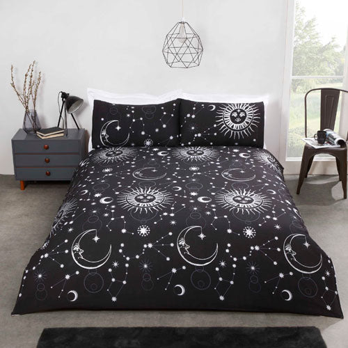 Celestial Duvet Cover Bedding Set Black