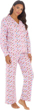 Charger l&#39;image dans la galerie, Ladies Pink Floral 100% Cotton Wincyette Long Sleeve Pyjamas
