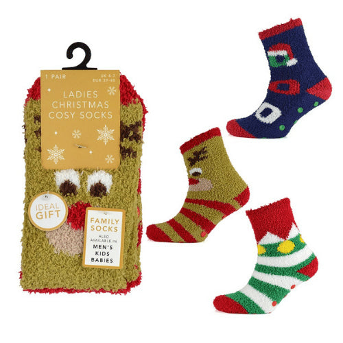 6 Pairs Ladies Christmas Cosy Socks