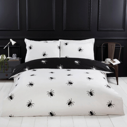 Black Spider Reversible Duvet Cover Bedding Set