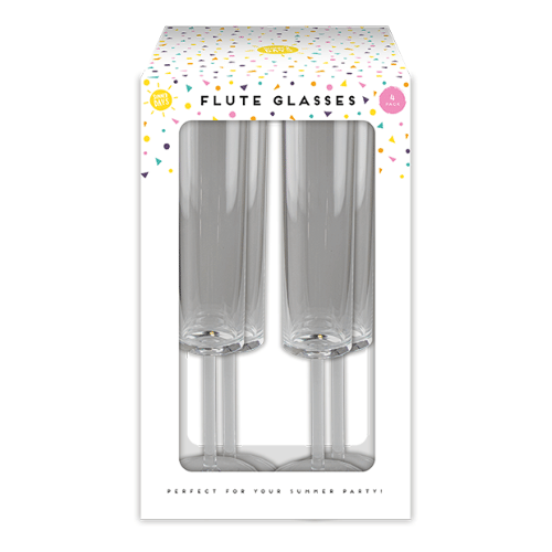 Plastic Flute Glasses Reusable 12 Pack Clear